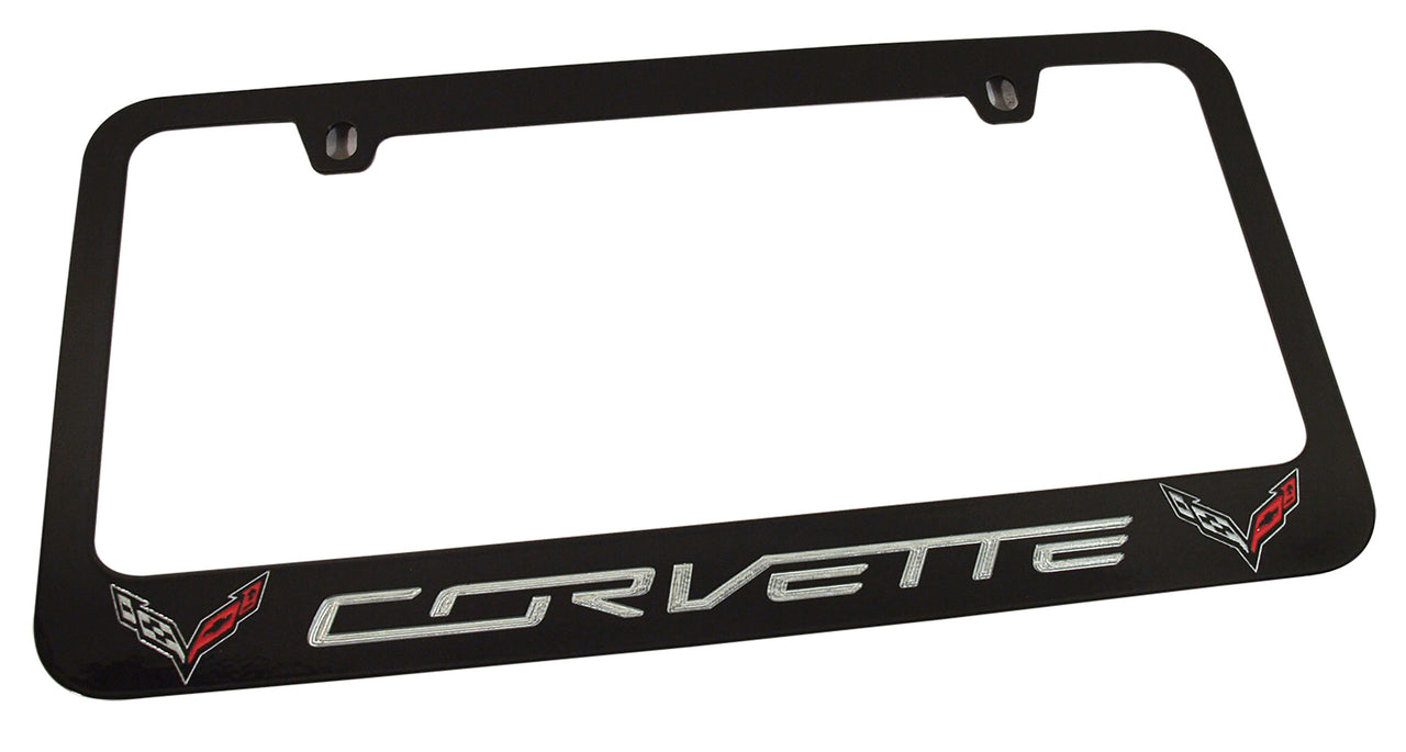 2014-2019 Corvette License Frame - Black with C7 Logo - CA-49844-Corvette-Store-Online