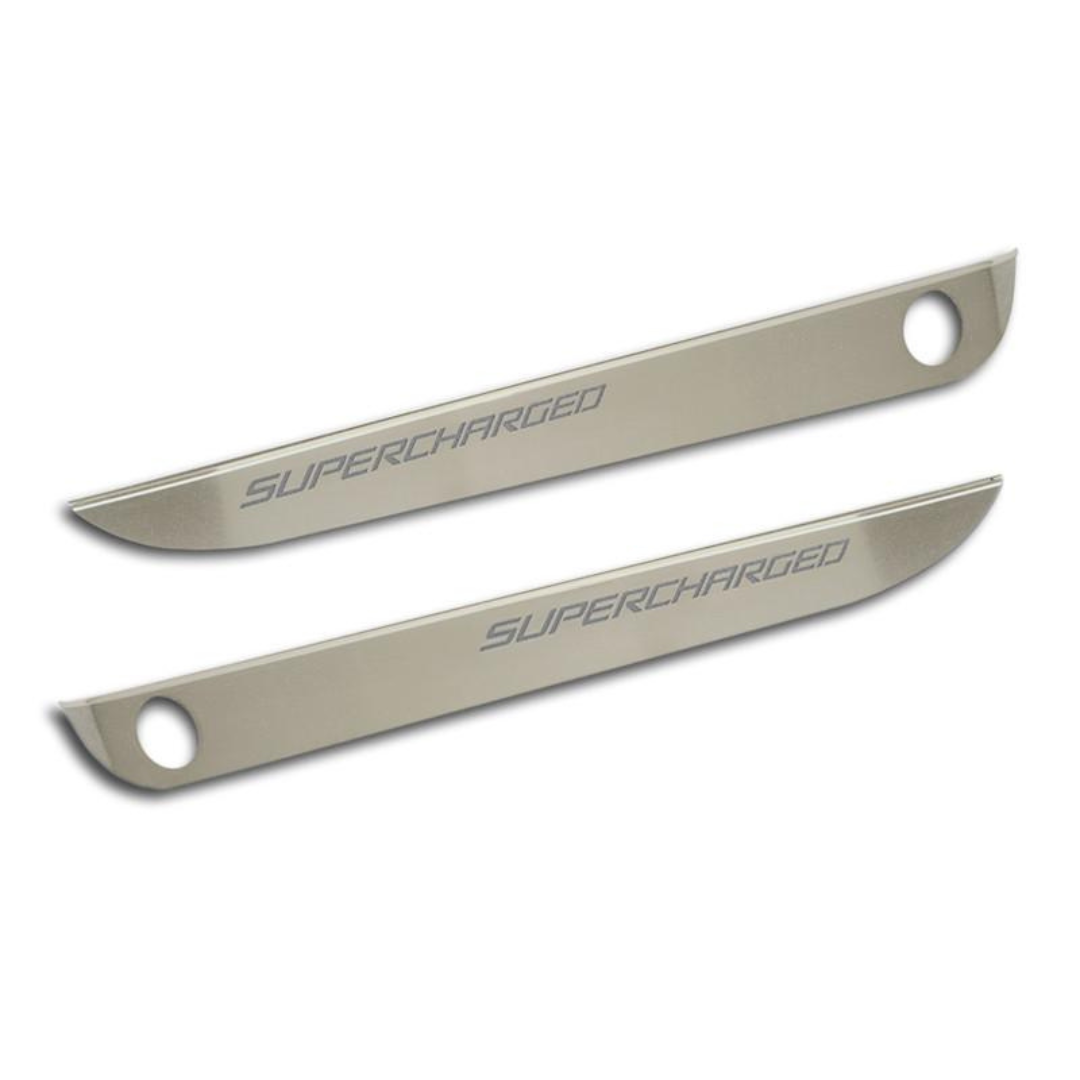C6 Corvette Door Guards - Brushed Stainless Steel w/ "Supercharged" Inlay | 2 pc