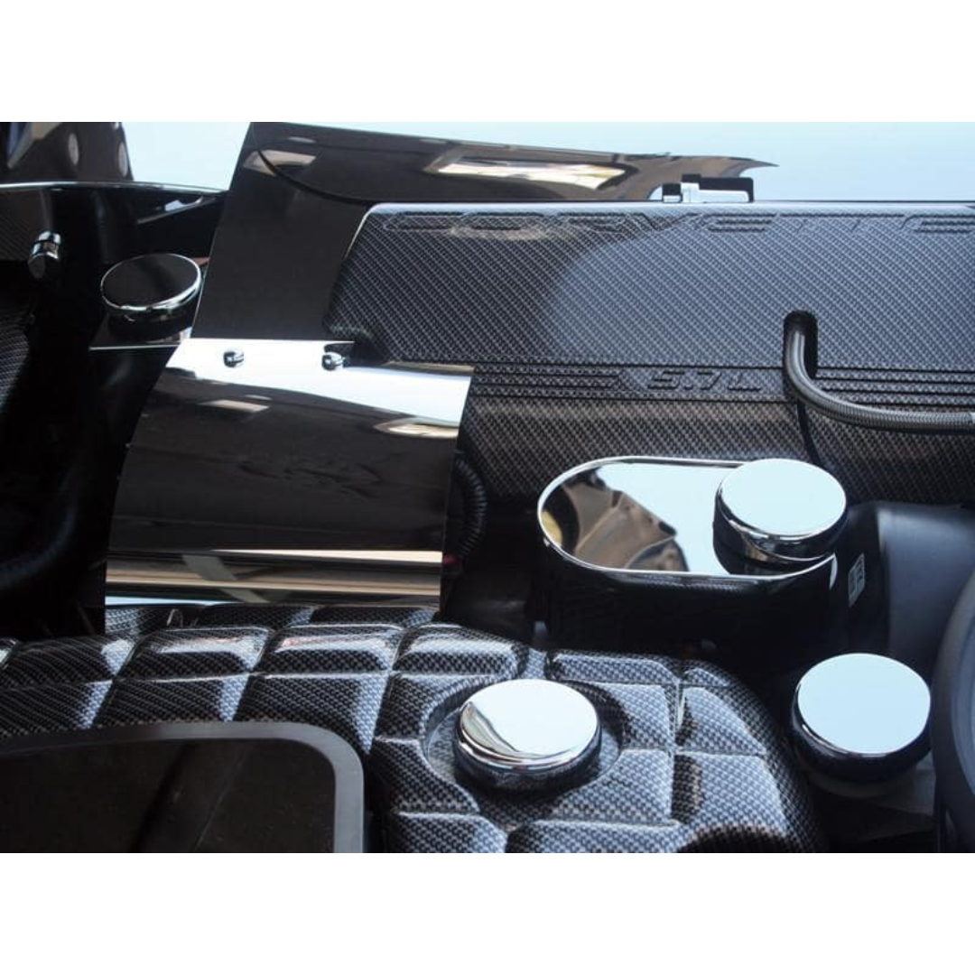 C5 Corvette and C6 Corvette Fluid Cap Cover Set - Manual 6Pc Triple Chrome Plated