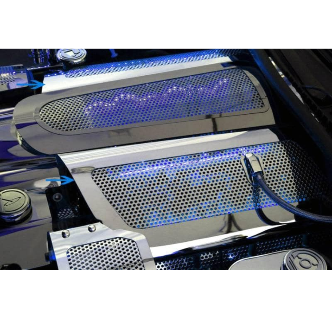 C6 Corvette LED Illuminated Fuel Rails - Perforated Polished Stainless Steel (LS2)