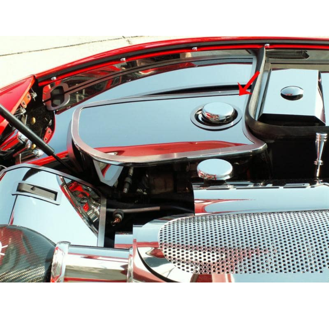 C5 Corvette Water Tank Cover w/ Chrome Cap Cover - Polished Stainless Steel