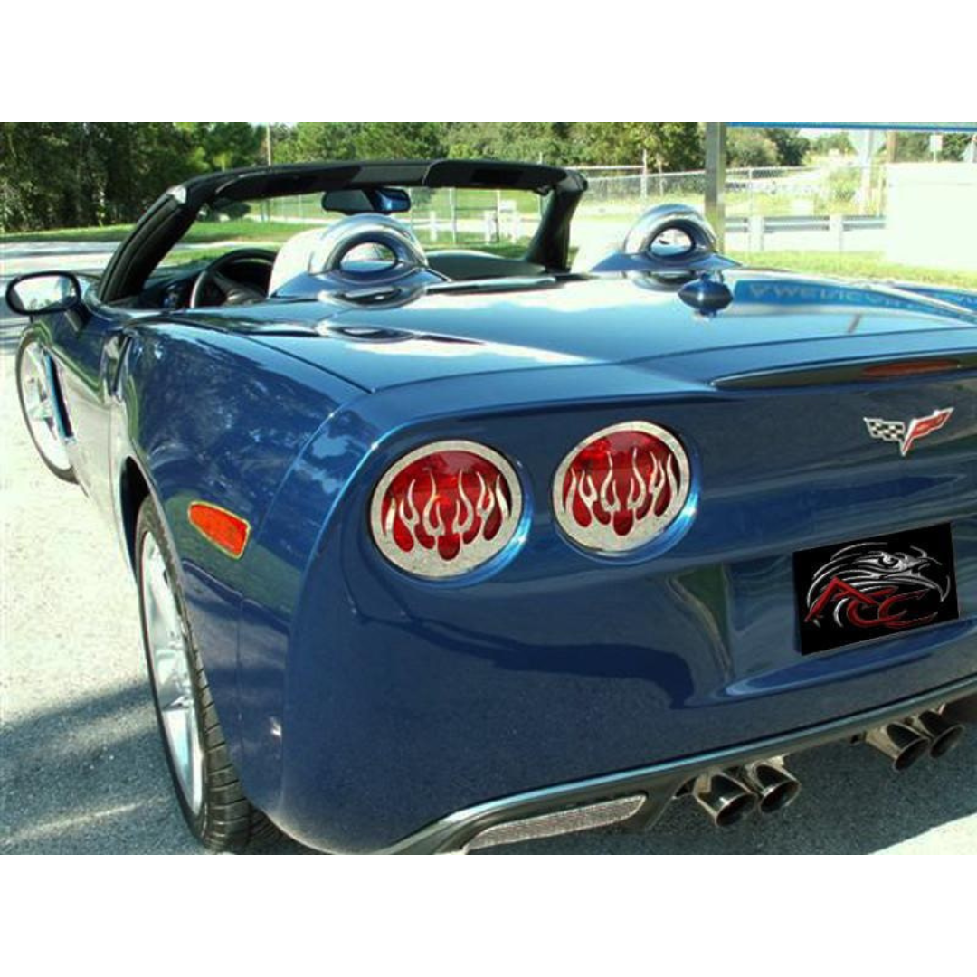C6 Corvette Taillight Covers Flame Style | 4 pc | Polished