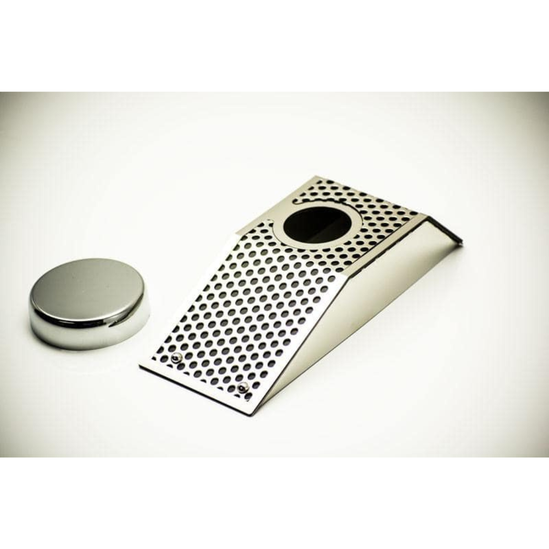 C6 Corvette Power Steering Reservoir Cover w/ Cap - 2008-2013 Polished Perforated Stainless Steel