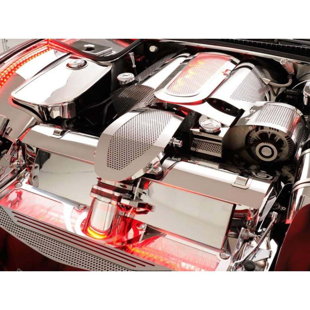 C5 Corvette Stock Air Tube Cover - Perforated Polished Stainless Steel