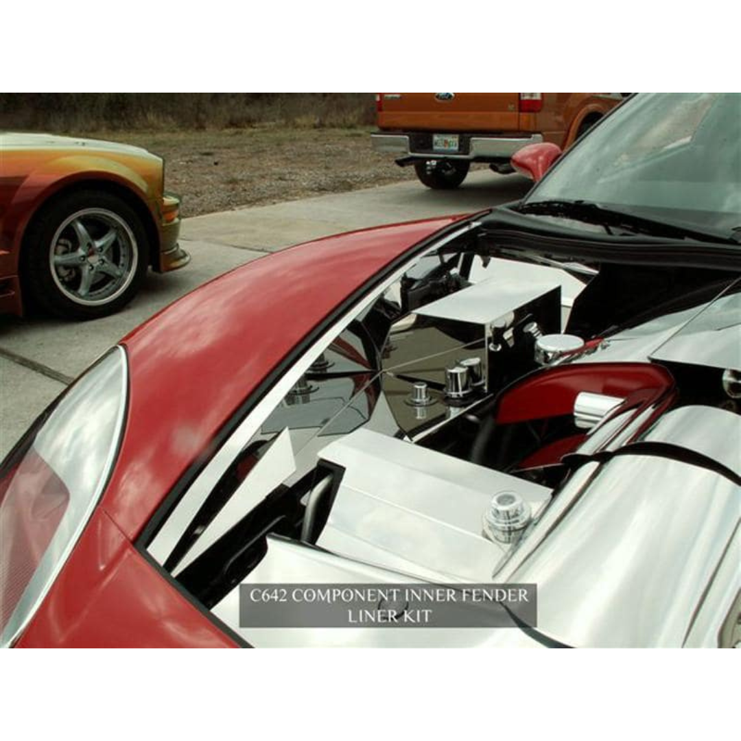 C6 Corvette Inner Fender Liner Component 8Pc - Polished Stainless Steel