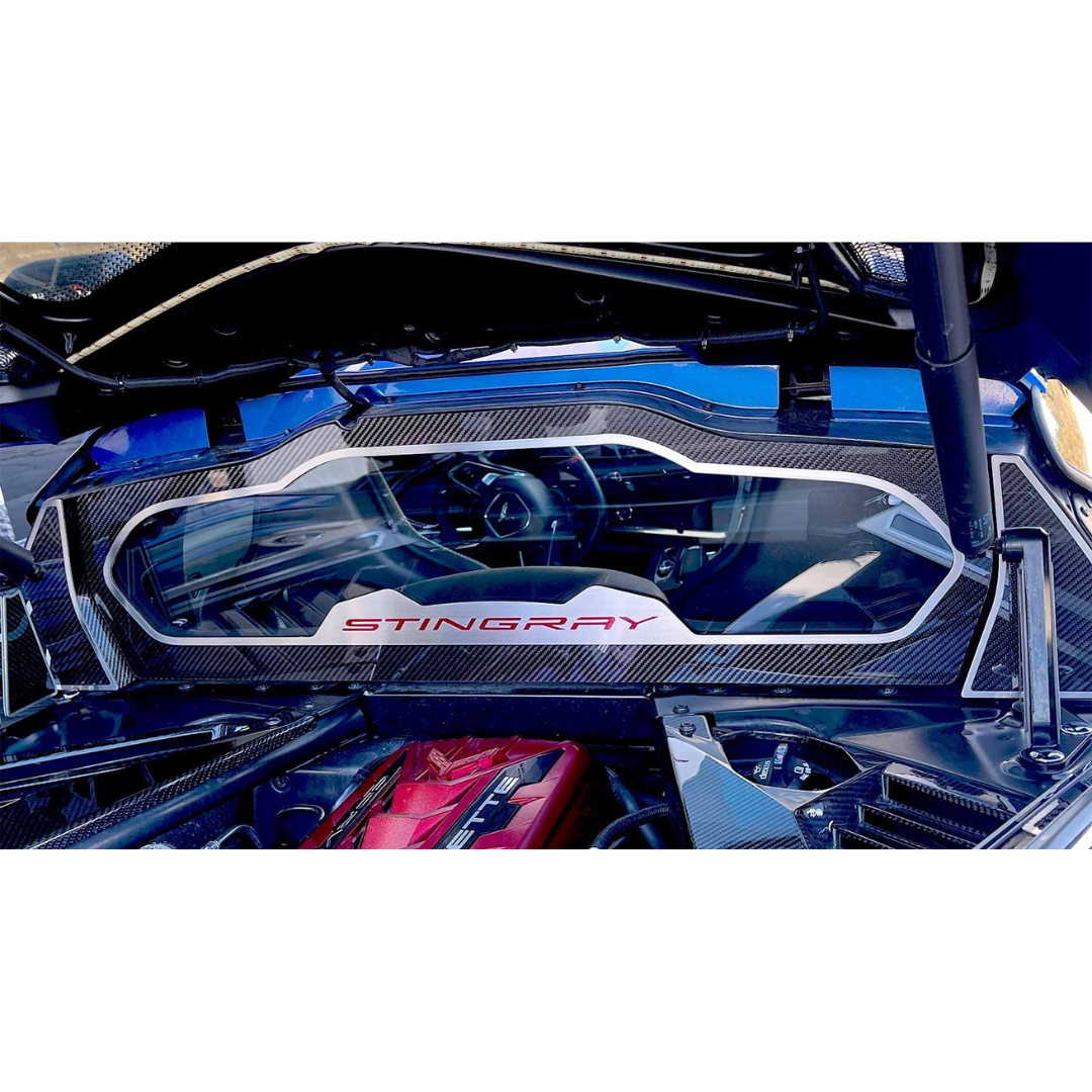 2020-2026 C8 Corvette Coupe Rear Window Side Accents - Carbon Fiber w/ Brushed Trim