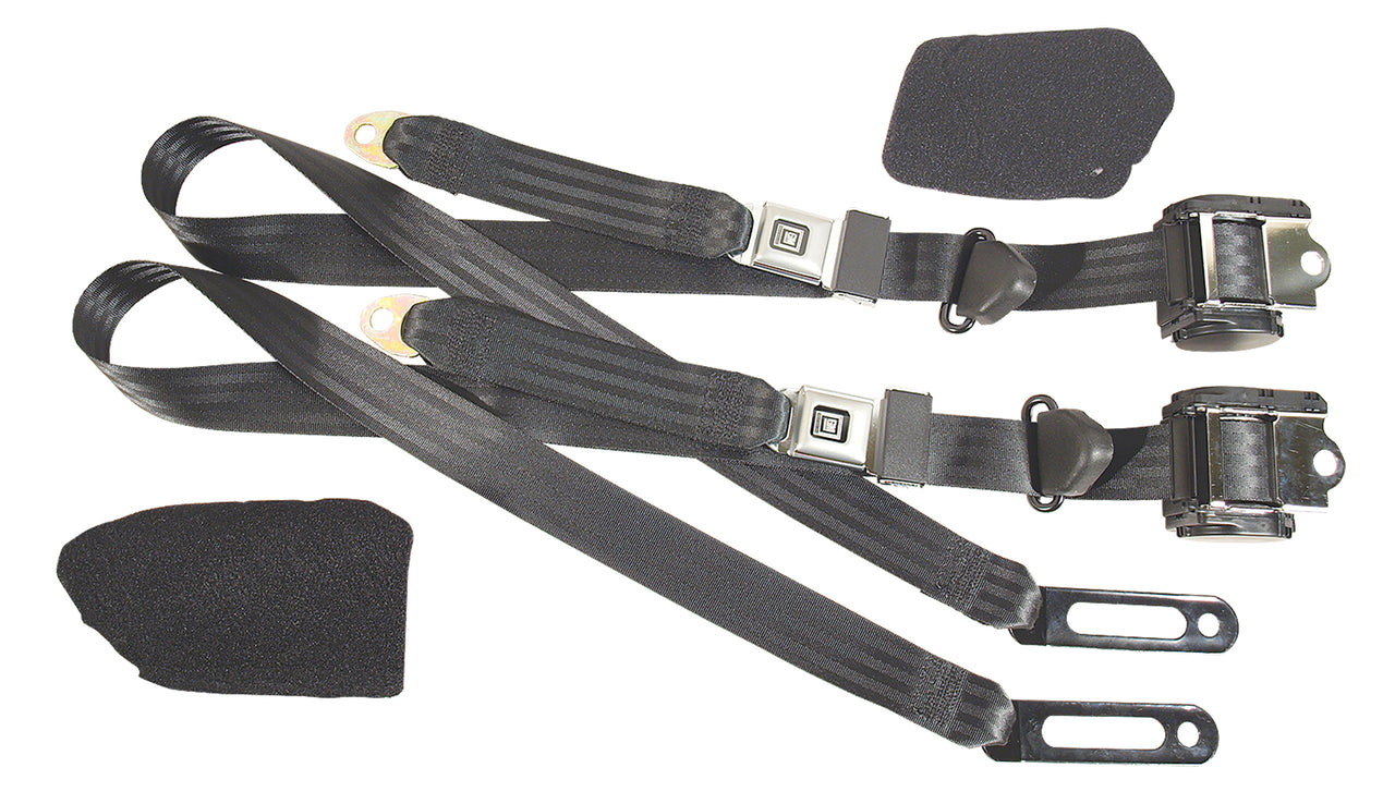 1984-1996 Corvette Black Lap & Shoulder Seat Belts - Single Retractor - CA-51652-Corvette-Store-Online