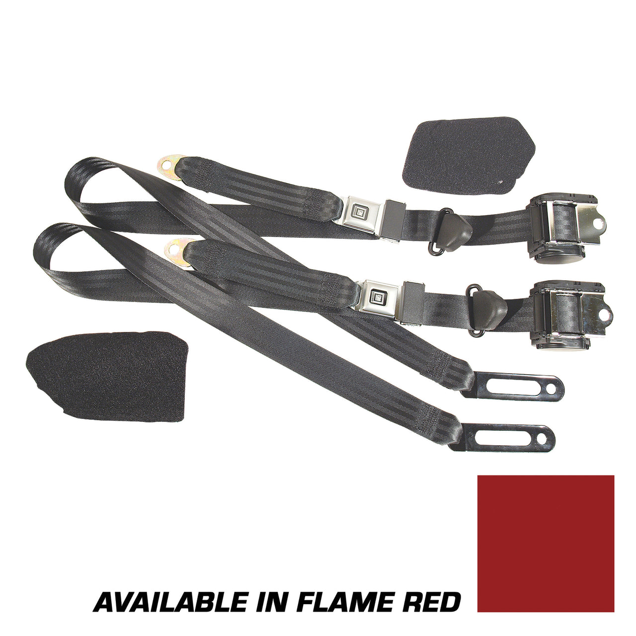 1986-1992 Corvette Flame Red Lap & Shoulder Seat Belts - Single Retractor - CA-51654-Corvette-Store-Online