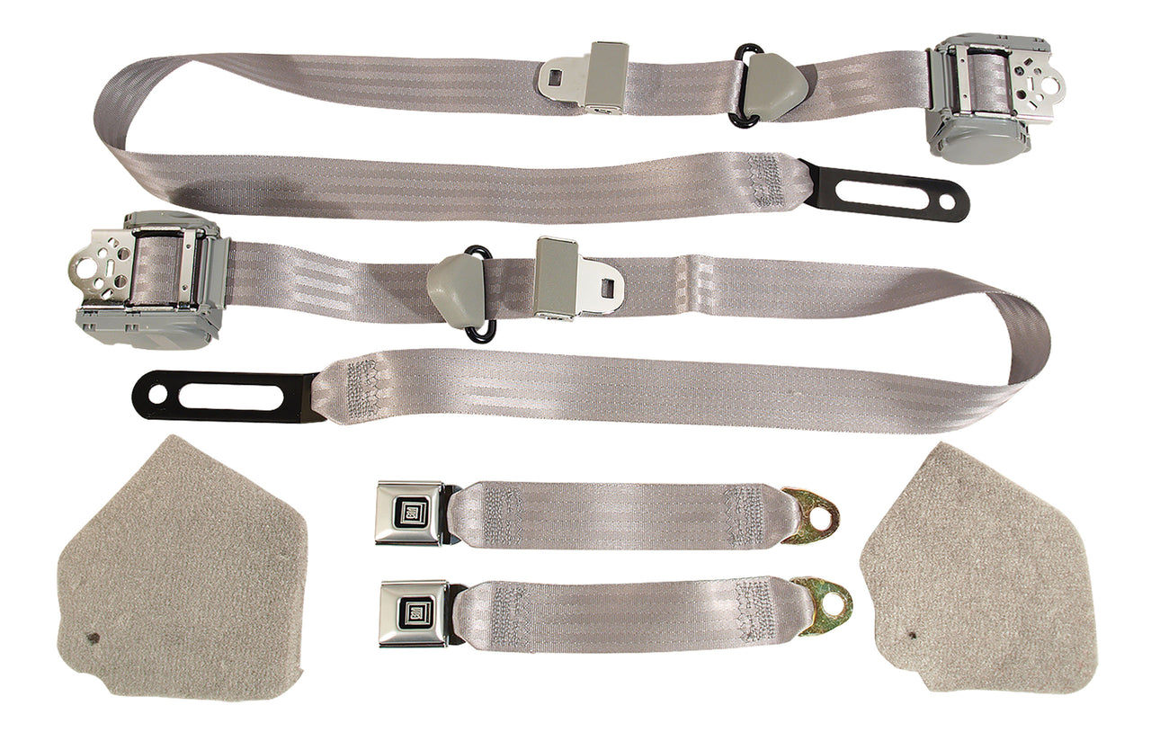 1984-1987 Corvette Silver Lap & Shoulder Seat Belts - Single Retractor - CA-51663-Corvette-Store-Online