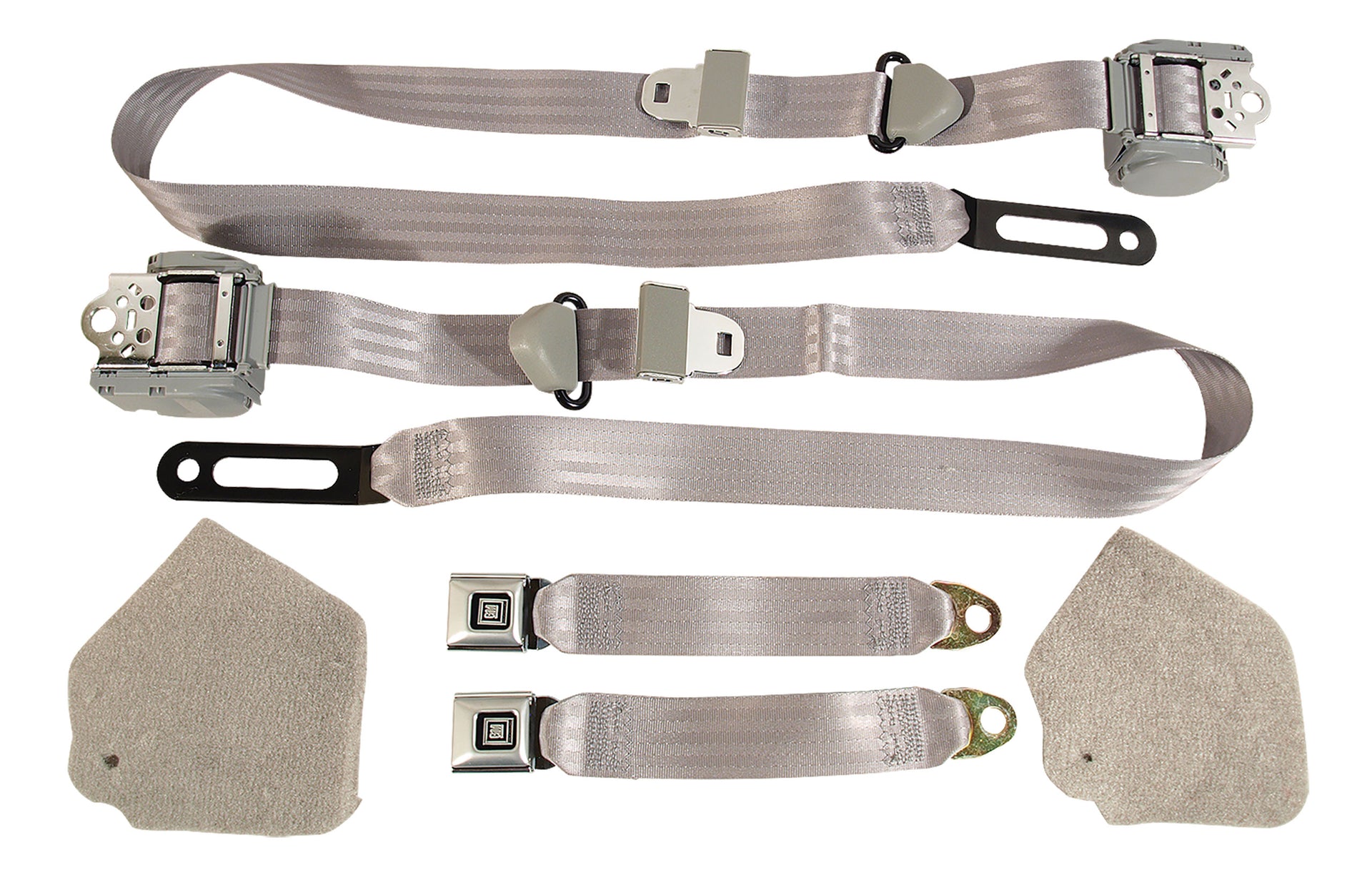 1984-1987 Corvette Silver Lap & Shoulder Seat Belts - Single Retractor - CA-51663-Corvette-Store-Online