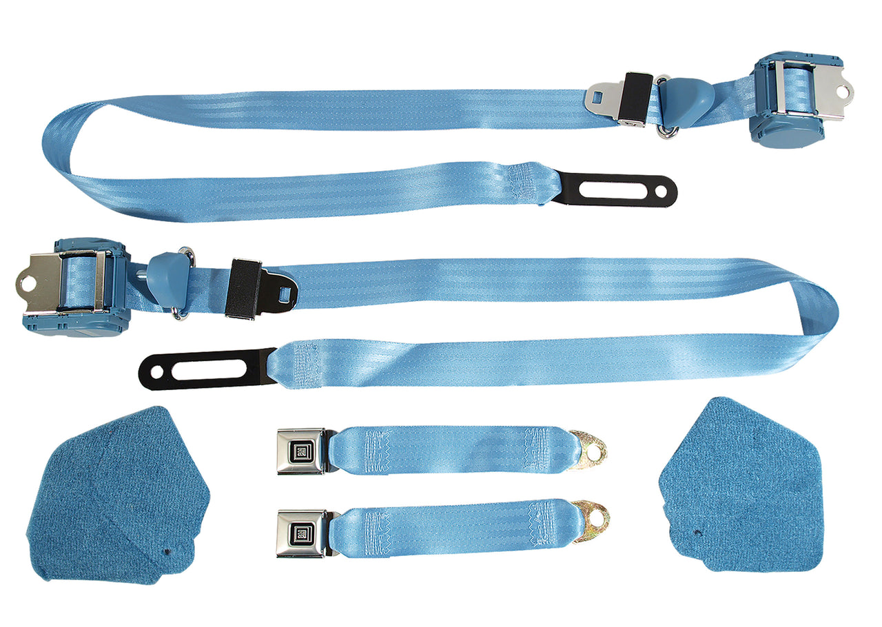 1986-1989 Corvette Blue Lap & Shoulder Seat Belts - Single Retractor - CA-51666-Corvette-Store-Online
