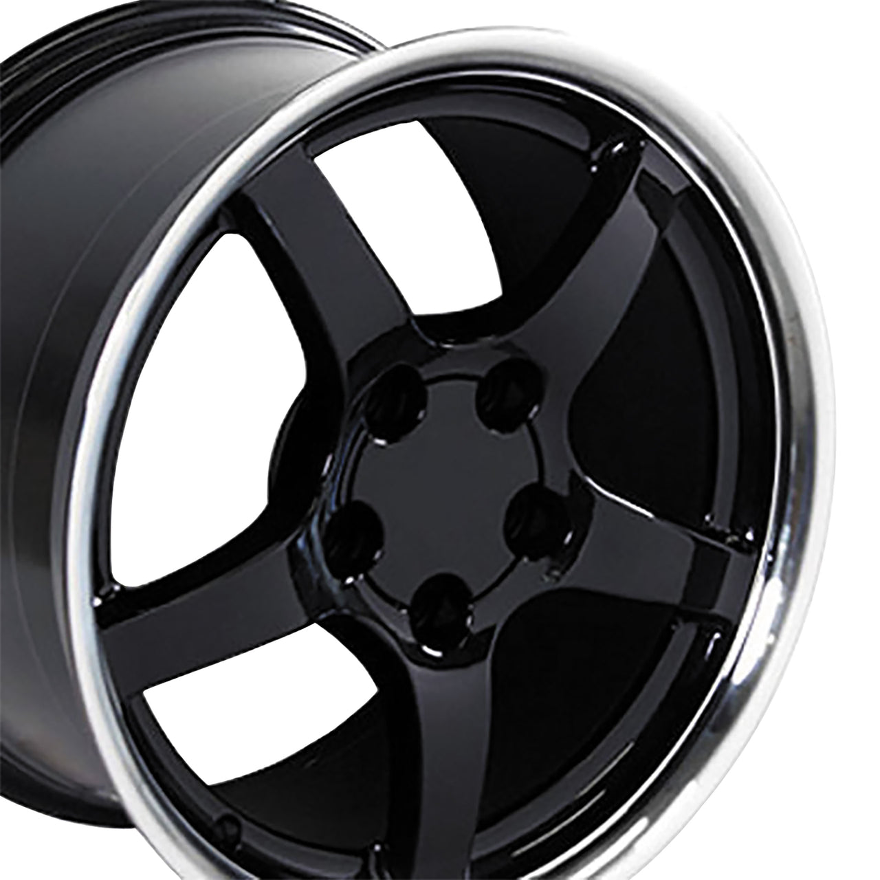 1988-2004 Corvette C5 Style Deep Dish Wheel Set - Gloss Black Machined Lip - CA-53517-Corvette-Store-Online