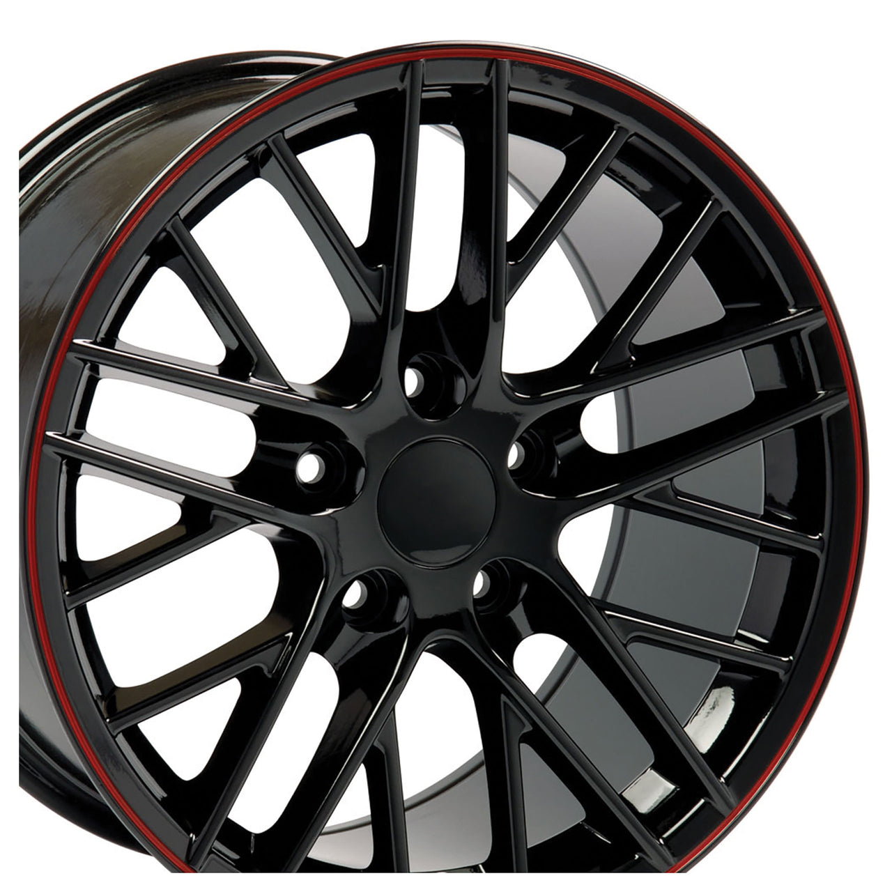 1988-2004 Corvette C6 ZR1 Style Wheel Set - Gloss Black W/Red Stripe - CA-53531-Corvette-Store-Online