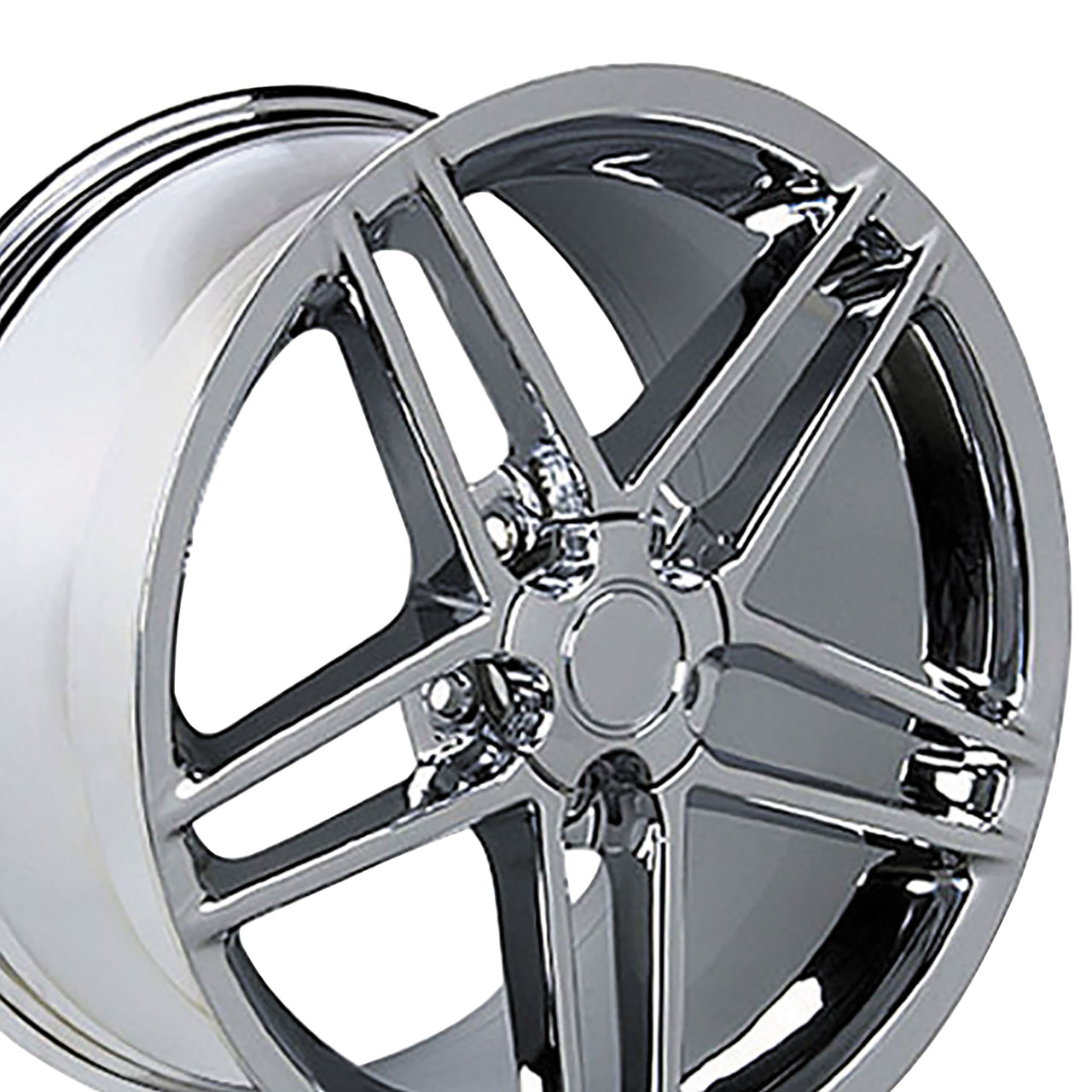 2005-2013 Corvette C6 Z06 Style Split 5 Spoke Wheel Set - Chrome W/Wide Fronts - CA-53551-Corvette-Store-Online