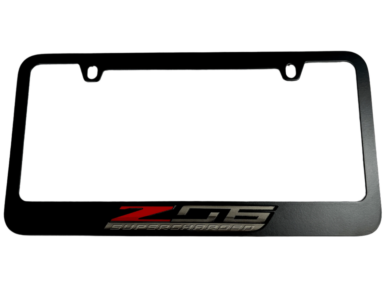 Chevrolet Corvette C7 Z06 Supercharged Black License Plate Frame