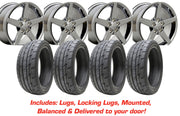 2005-2013 Corvette Tire/Wheel Pkg C6 Base 5 Spoke W/Wide Fronts Chrome On Firestone Tires - CA-57119-Corvette-Store-Online
