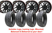 2005-2013 Corvette Tire/Wheel Pkg C6 ZR1 Gloss Black W/Red Stripe On Firestone Tires - CA-57129-Corvette-Store-Online