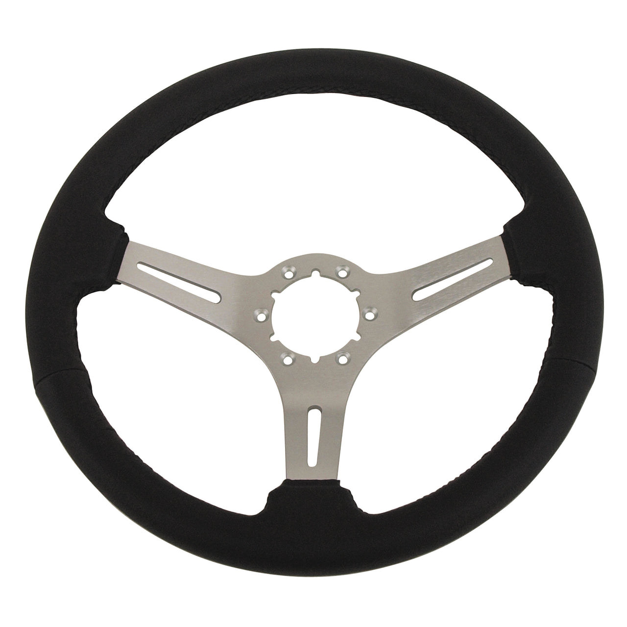 1968-1982 Corvette Steering Wheel - Black Leather W/Satin Spokes - CA-57667-Corvette-Store-Online