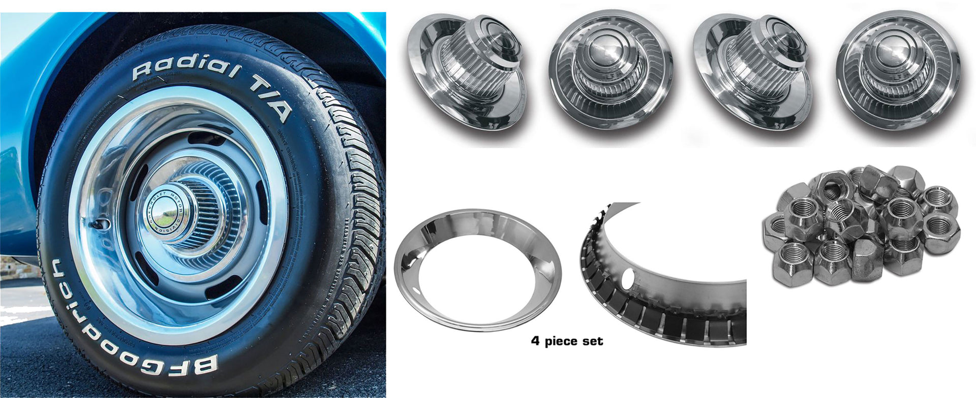 1968-1982 Corvette 15x8 Rally Wheel & Tire Package W/225/70/15 BF Goodrich Radial T/A Tires - CA-58972-Corvette-Store-Online