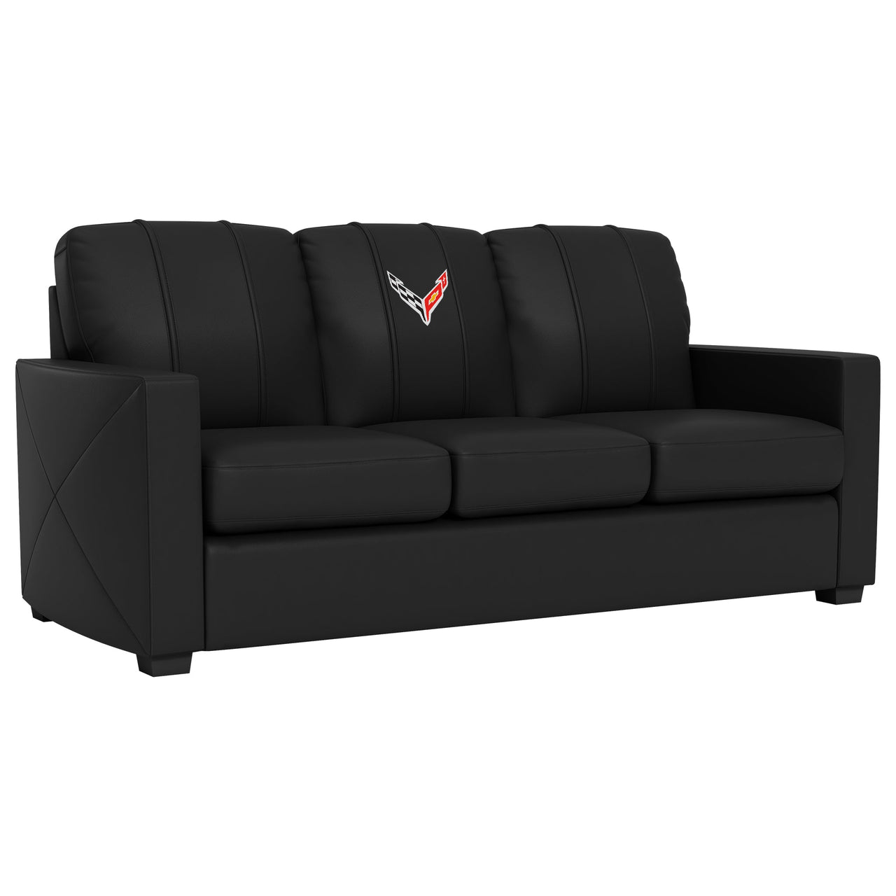 Silver Sofa with C8 Corvette Symbol Logo