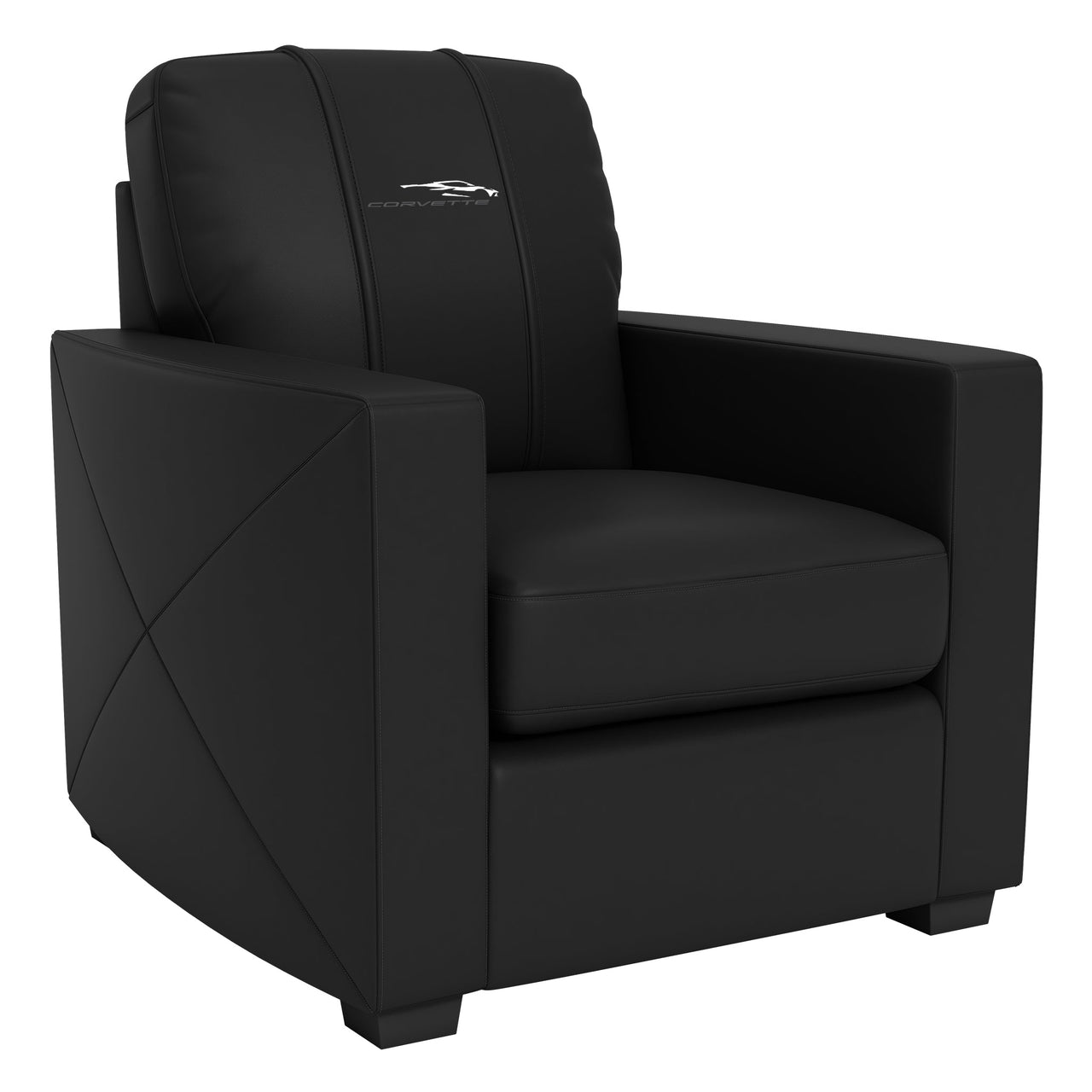 Silver Club Chair with C8 Corvette Coupe Logo