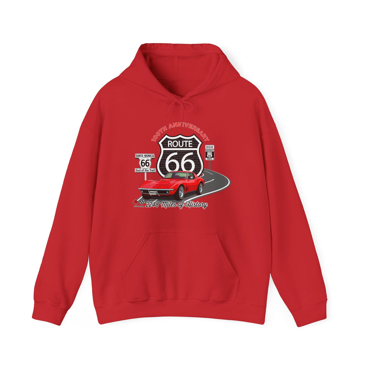 C3 Corvette Route 66 100th Anniversary Hooded Sweatshirt