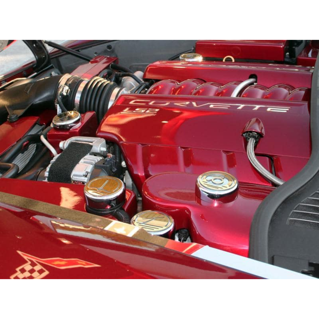 C5 Corvette & C6 Corvette Gold Executive Series Fluid Cap Cover Set - Automatic 5Pc