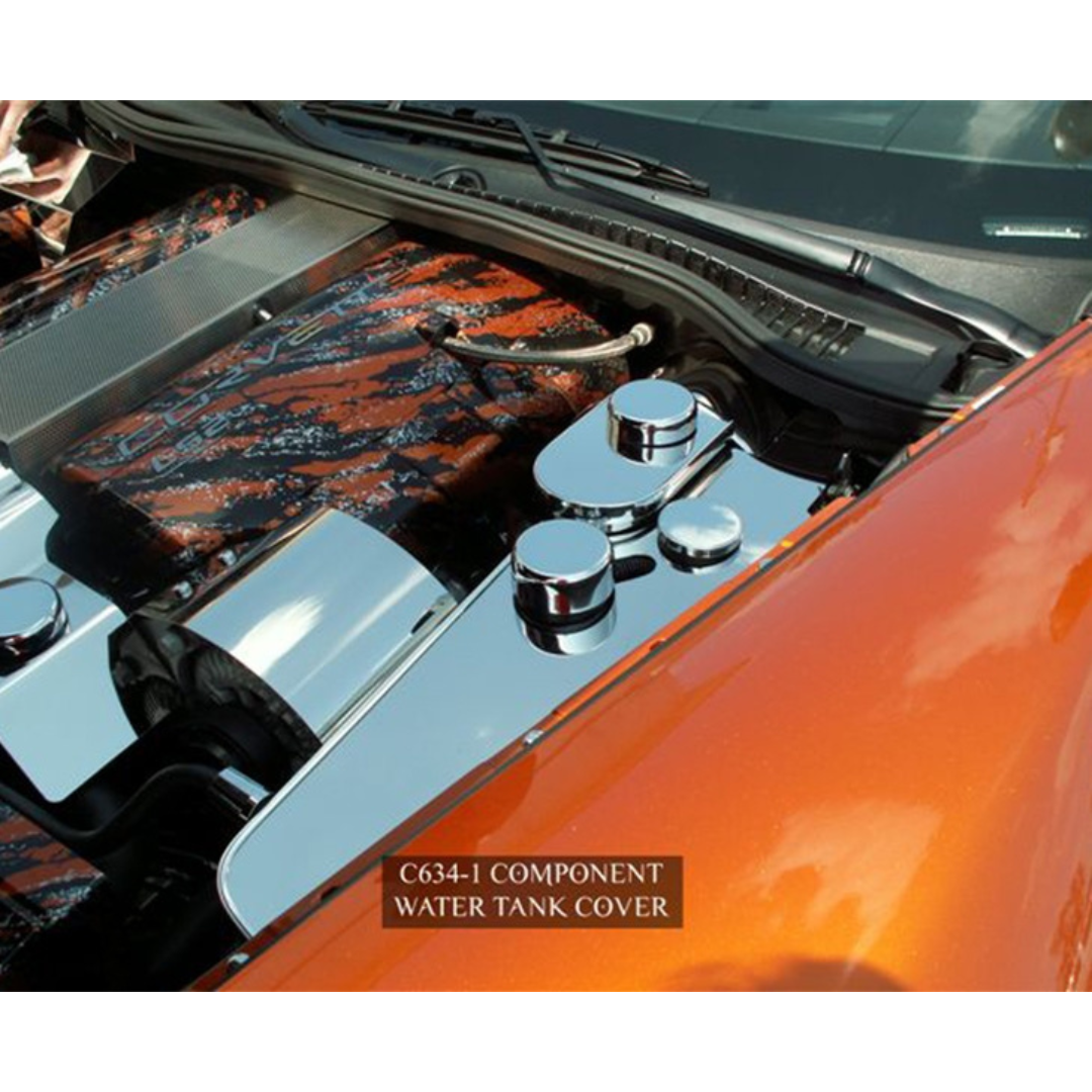C6 Corvette Water Tank Cover - 2005-2013 Polished Stainless Steel (Manual)