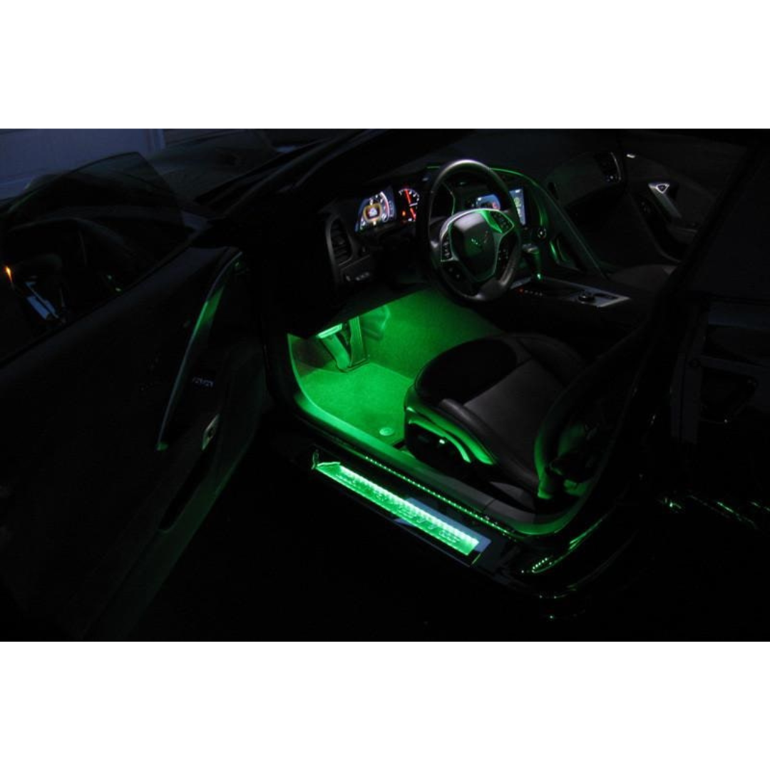 C7 Corvette Stingray LED Illuminated Door Sill Overlays - Polished Stainless Steel