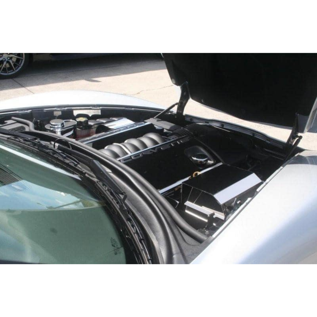 C6 Corvette Fuel Rail Covers w/ Corvette Script - Polished Stainless Steel