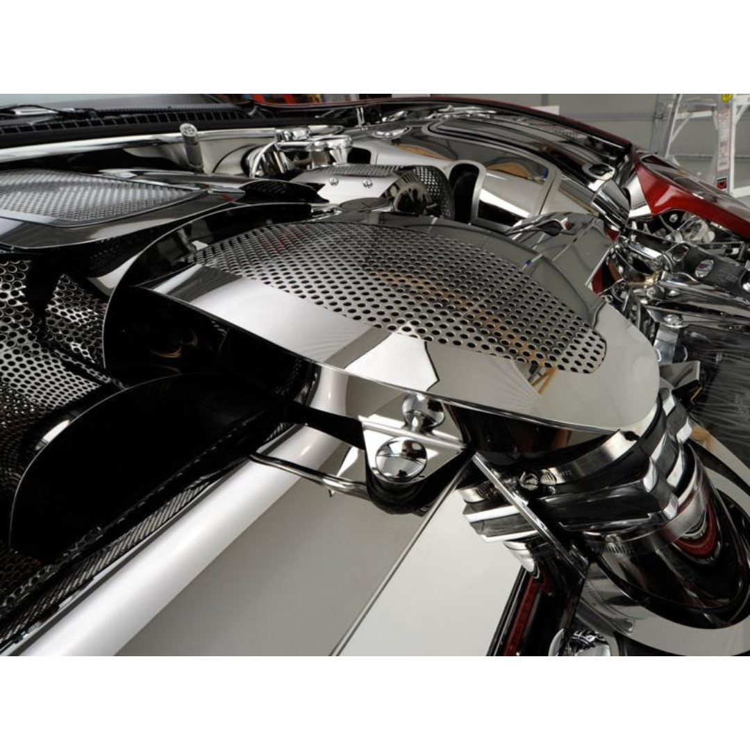 C5 Corvette Stock Air Tube Cover - Perforated Polished Stainless Steel