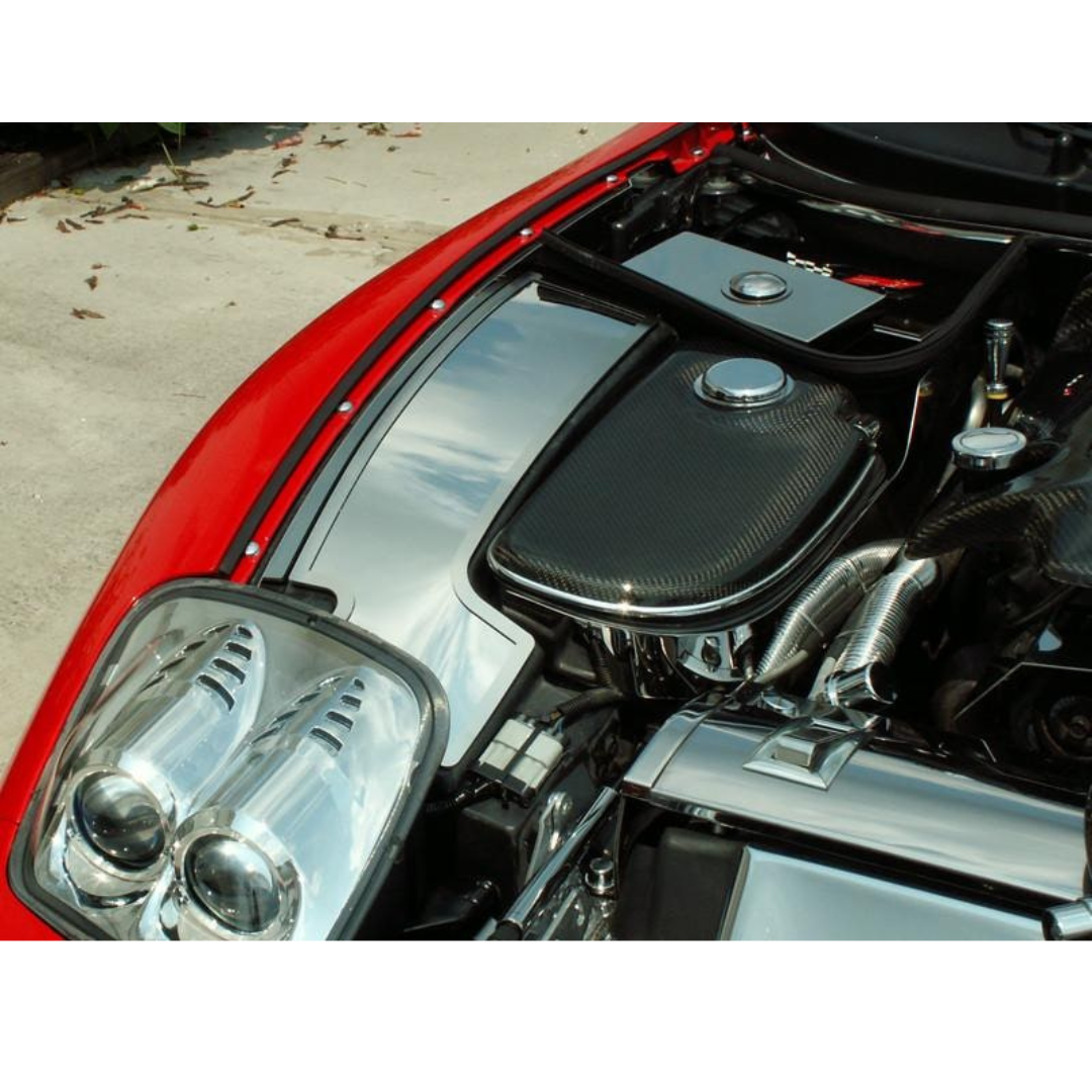 C5 Corvette Inner Fender Extended Accent Plates - Polished Stainless Steel