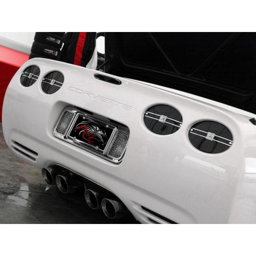 C5 Corvette Rear Tag-Back Plate - Laser Mesh Polished Stainless Steel