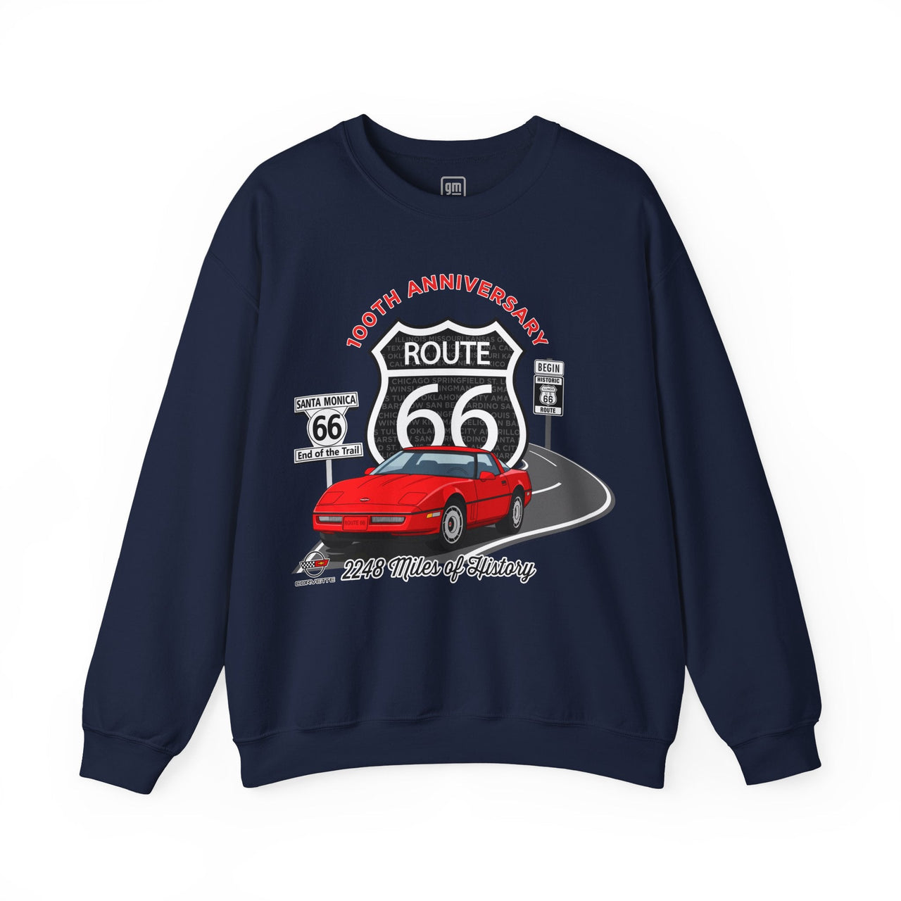 C4 Corvette Route 66 100th Anniversary Cotton Blend Sweatshirt