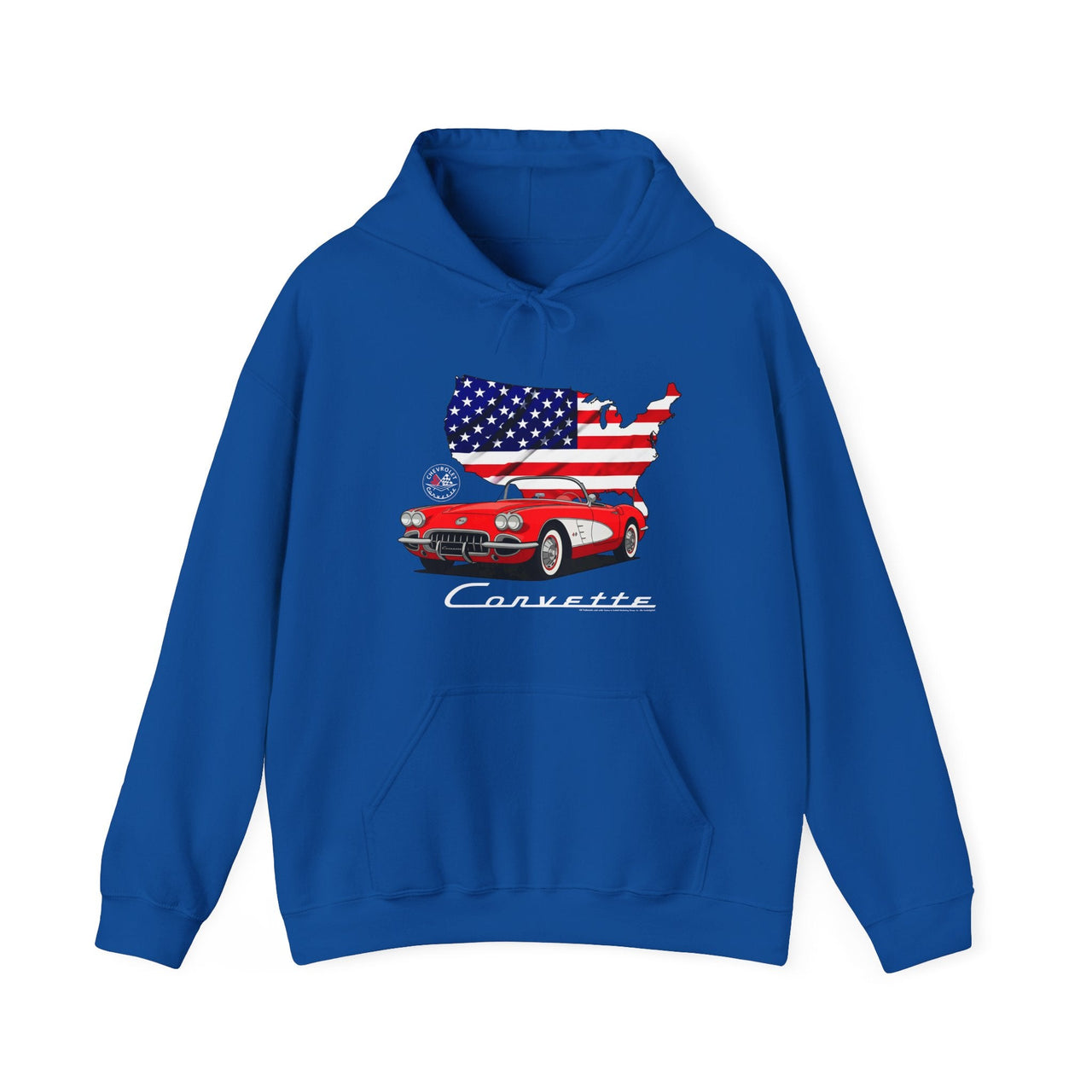 C1 Corvette American Flag Cotton Blend Hooded Sweatshirt