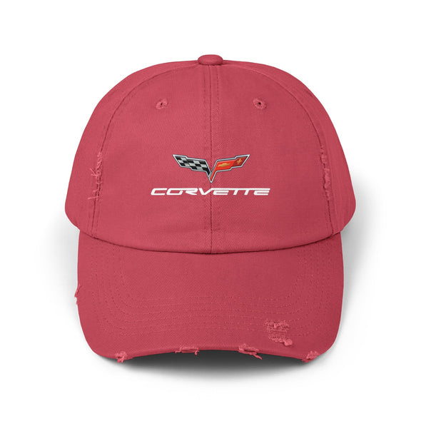 Corvette C6 Flag Logo Distressed Cap