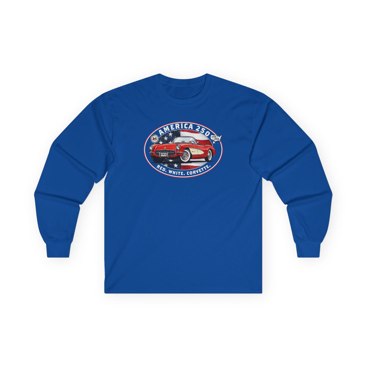 Corvette America 250 "Red. White. Corvette." Premium C1 Oval Graphic Long-Sleeve Tee