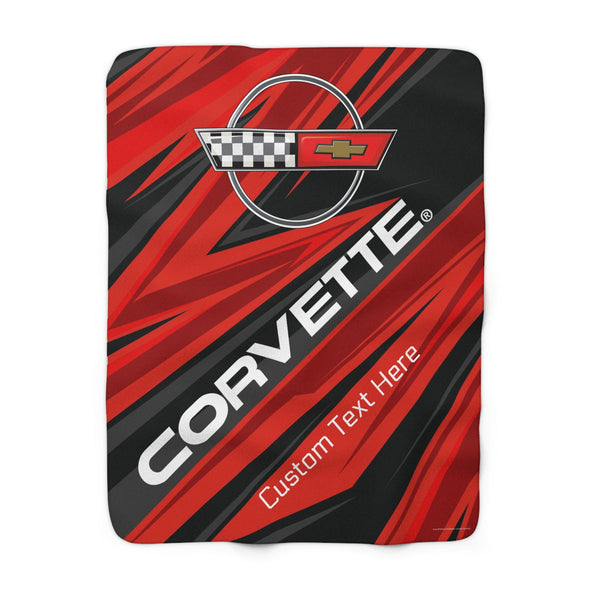 Personalized C4 Corvette Racing Decorative Diagonal Pattern Sherpa Blanket