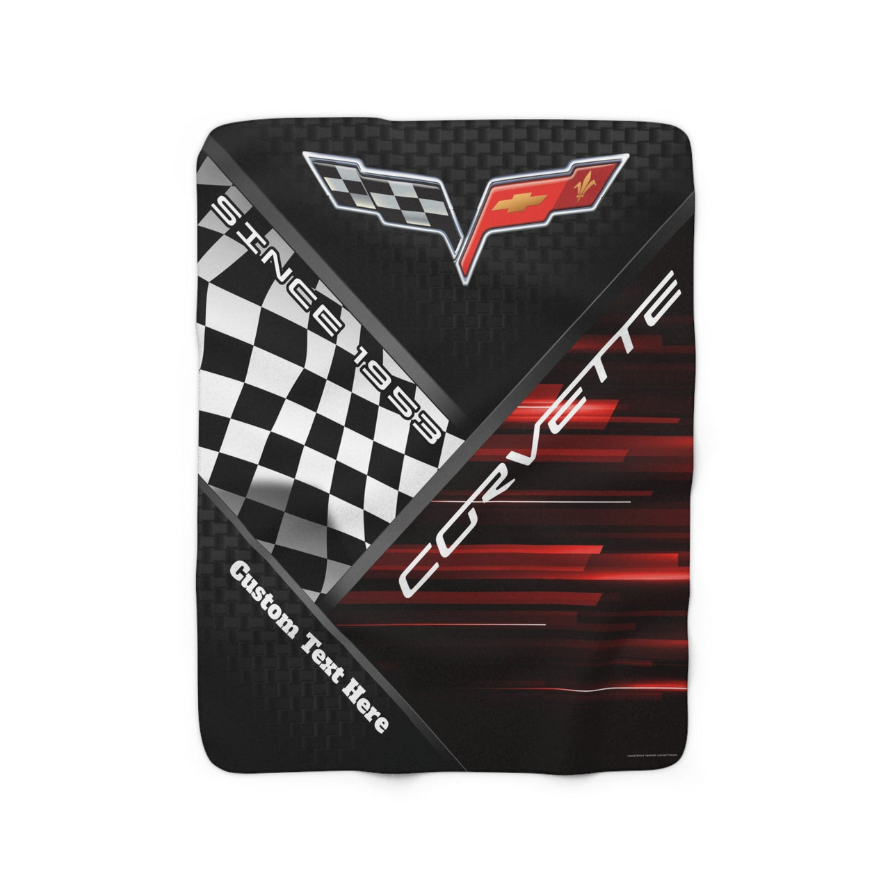 Personalized C6 Corvette Checkered Flag Racing Decorative Sherpa Blanket