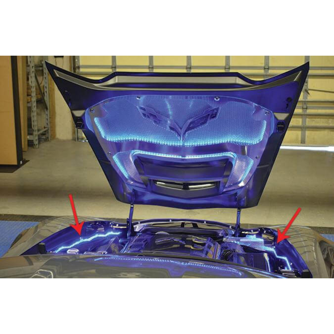 C7 Corvette LED Illuminated Fender Caps - 2Pc Brushed Stainless Steel
