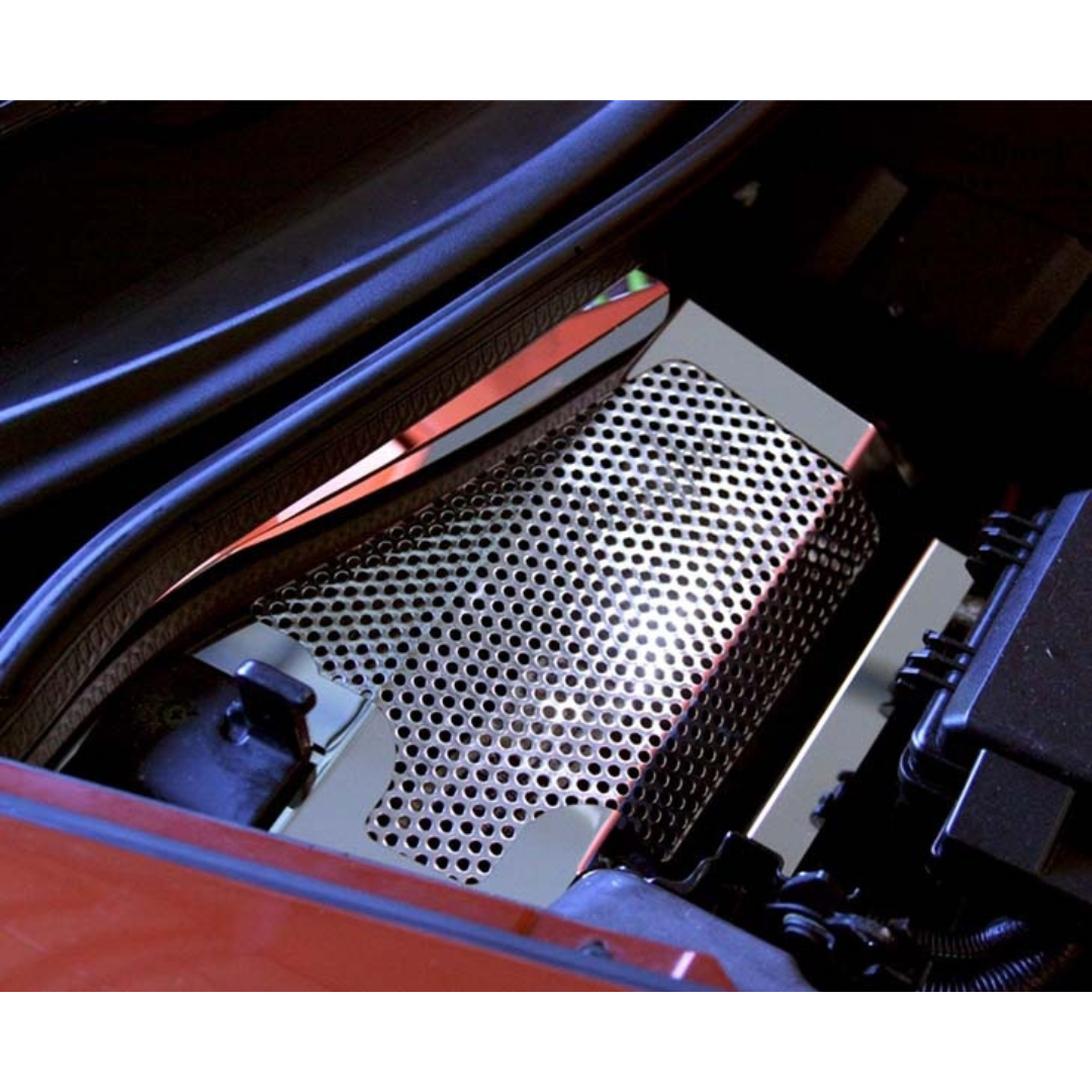 C6 Corvette Battery Cover - 2005-2007 Polished Perforated Stainless Steel