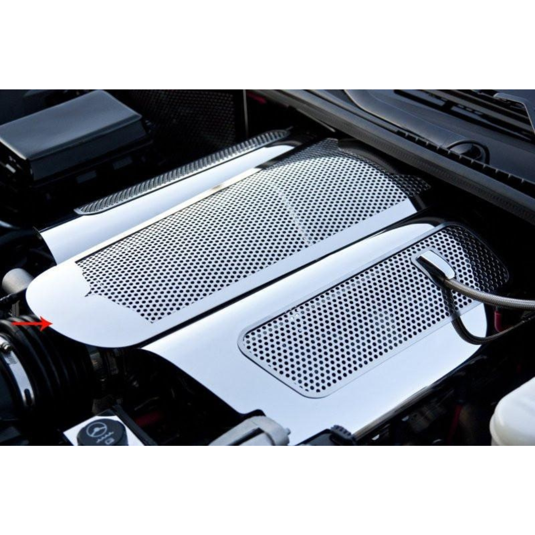 C6 Corvette Z06 LS7 Plenum Cover - Low Profile Polished Perforated Stainless Steel