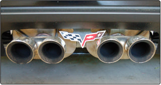 2005-2013 Corvette Exhaust Plate Stainless Steel W/C6 Emblem - Aftermarket Or NPP Exhaust - CA-71315-Corvette-Store-Online