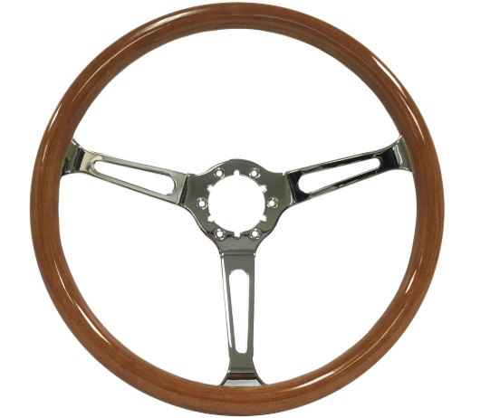 1968-1982 Corvette Wood Steering Wheel W/Polished Spokes - Light - CA-72103-Corvette-Store-Online