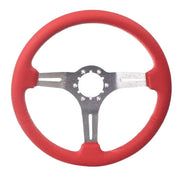 1969-1982 Corvette Leather Steering Wheel W/Chrome Spokes - Red - CA-72104-Corvette-Store-Online