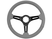 1968-1982 Corvette Leather Steering Wheel W/Slotted Black Spokes - Gray - CA-72107-Corvette-Store-Online