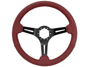 1968-1982 Corvette Leather Steering Wheel W/Slotted Black Spokes - Red - CA-72108-Corvette-Store-Online
