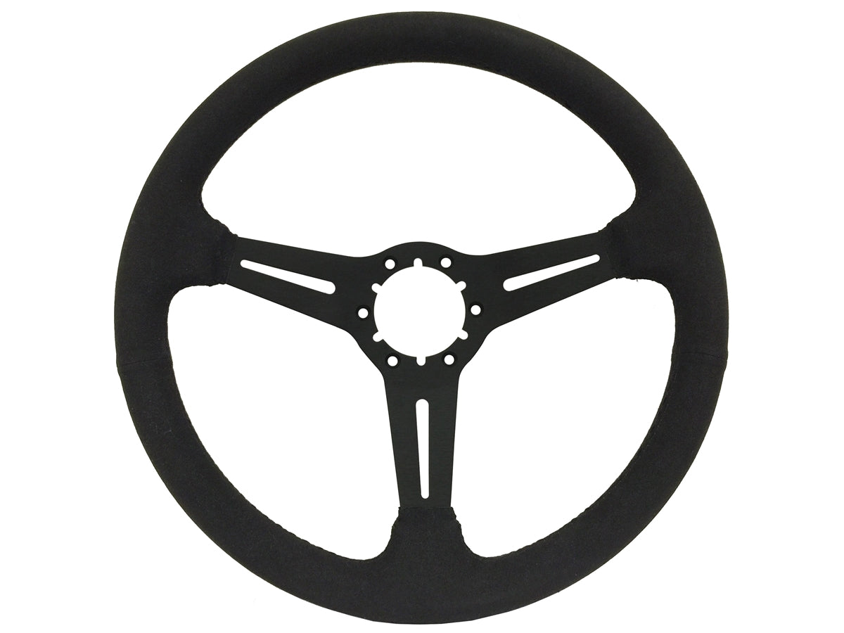 1968-1982 Corvette Suede Steering Wheel W/Slotted Spokes - Black - CA-72124-Corvette-Store-Online