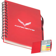2014-2019 Corvette Spiral Bound C7 Notebook W/Pen, Business Card Pocket And Sticky Notes - CA-72798-Corvette-Store-Online