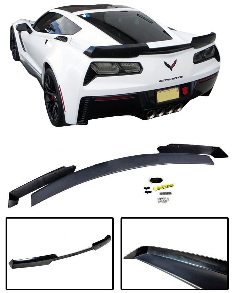 2014-2019 Corvette UNPAINTED STAGE 2 WICKER BILL SPOILER W/DARK SMOKE INSERT & BLACK BOLTS - CA-72965-Corvette-Store-Online